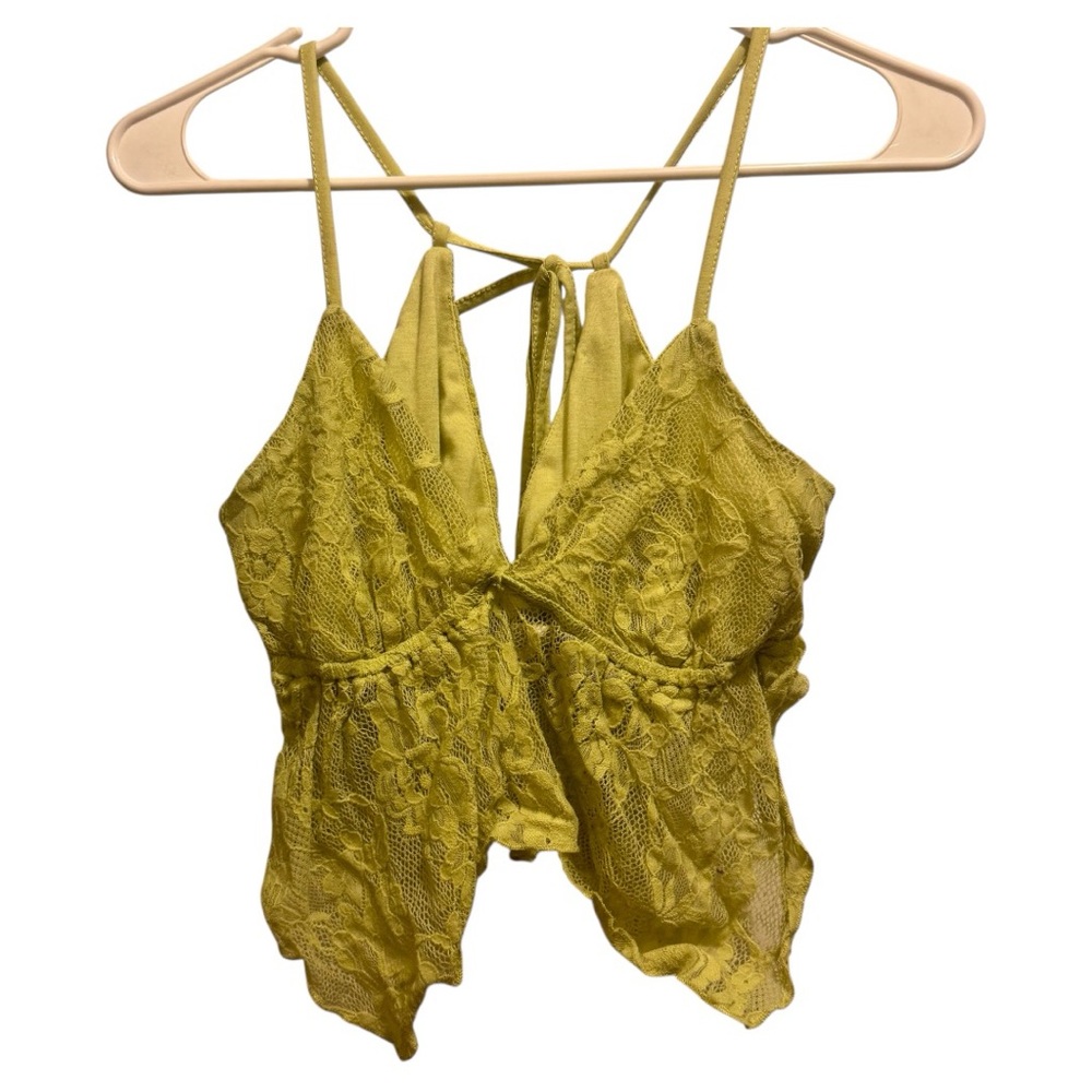 Tilly’s Full Tilt Lace Cropped Tank Top Green Medium